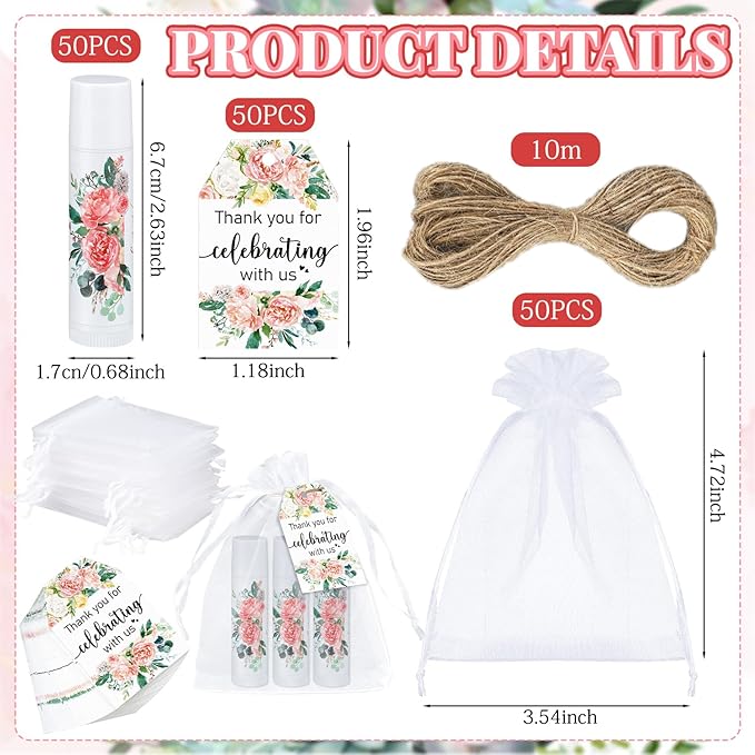 100 Pack Thank You Gifts Lip Balm Bulk Party Supplies Employee Appreciation Gifts for Guests Wedding Bridal Shower Bachelorette Gifts Baby Shower Favors for Coworkers Women Homeless Nurse-GlimoraGlow