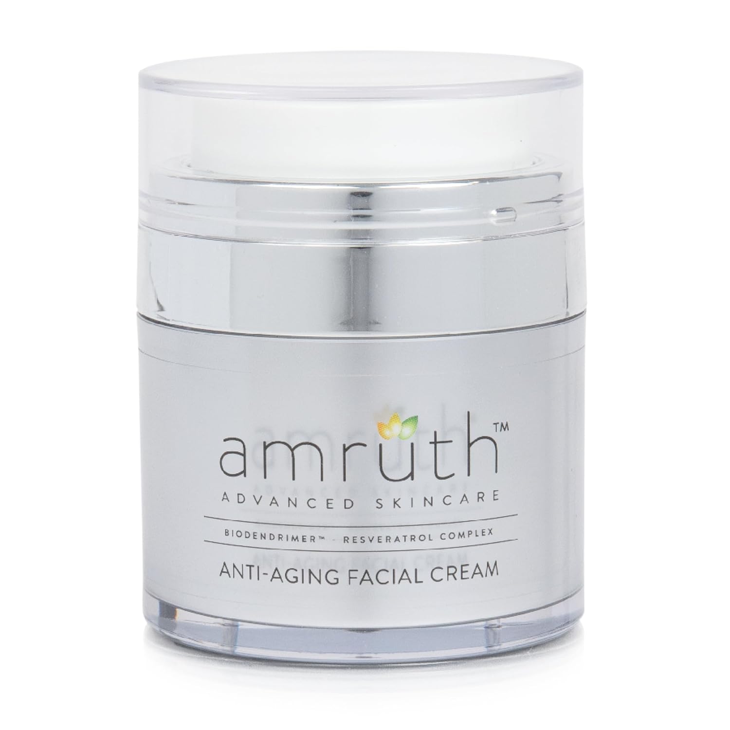 Amruth Resveratrol Daily Anti-Aging Facial Cream, 1oz Jar with Pump, Lightweight, Firms and Nourishes Skin, Smooths Appearance of Fine Lines and Wrinkles-GlimoraGlow