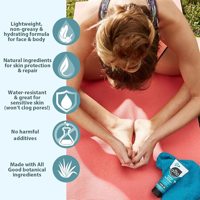 All Good Sunscreen - Sport Mineral Sunscreen Lotion, Reef Friendly, SPF 30+ for Face & Body, Water & Sweat Resistant, 2-pack (3 oz)-GlimoraGlow