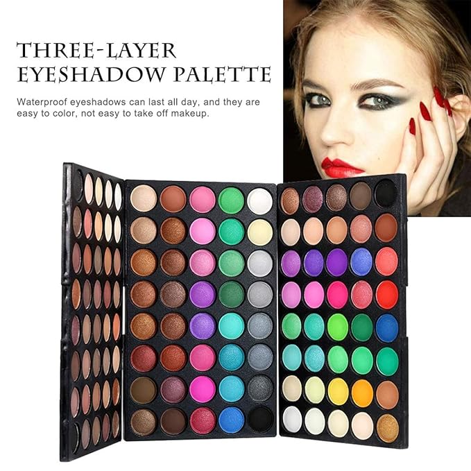 120 Colors Long Lasting Waterproof Highly Pigments Shiny Shimmers Glitter Eyeshadow Palette All in One Makeup Kits for Women Girls Holiday Make-up Gift Sets Xmas Essential Makeup Palette-GlimoraGlow