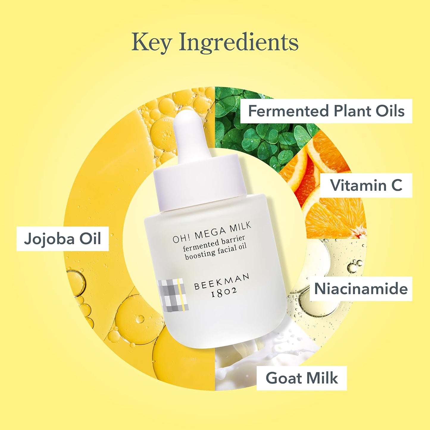 Beekman 1802 Oh Mega Milk Facial Oil - Hydrating Vitamin C & Niacinamide Serum - Repairs Skin Barrier & Reduces Dark Spots From Aging - Fragrance Free, Sensitive Skin Safe-GlimoraGlow