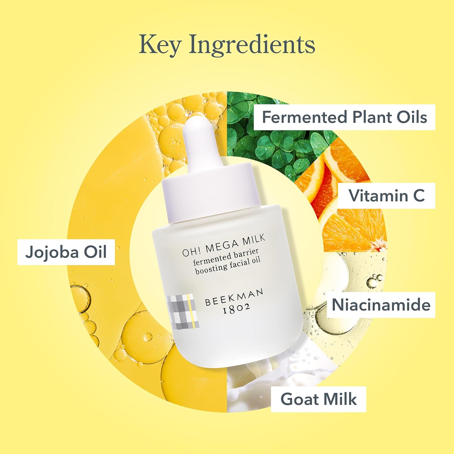 Beekman 1802 Oh Mega Milk Facial Oil - Hydrating Vitamin C & Niacinamide Serum - Repairs Skin Barrier & Reduces Dark Spots From Aging - Fragrance Free, Sensitive Skin Safe-GlimoraGlow