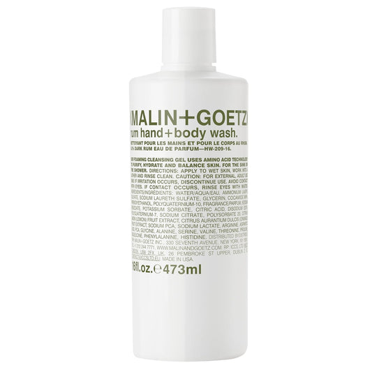 Malin + Goetz Rum Hand & Body Wash, 16 Fl. Oz. – Men & Women Natural Body Wash For All Skin Types, Foaming Hydrating Cleansing Gel, Cruelty-Free & Vegan-GlimoraGlow
