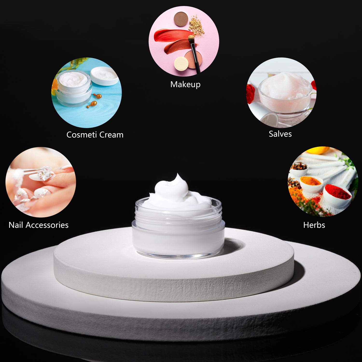 100 Count Mini Makeup Sample Containers with Lids 10g Plastic Cosmetic Containers Refillable Traveling Jars for Skin Care Products - White-GlimoraGlow