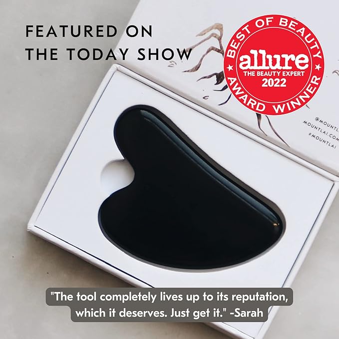 Mount Lai Obsidian Gua Sha Facial Tool – The Stone of Transformation – 100% Genuine Black Obsidian Stone Face Sculpting Tool for Lymphatic Drainage, Puffiness Reduction & Jaw Tension Relief-GlimoraGlow