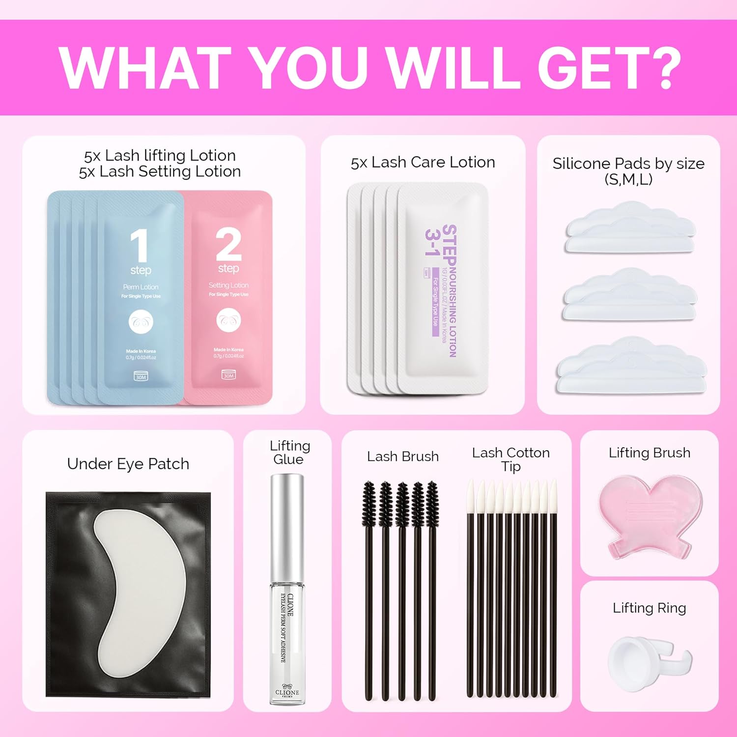 Korean Lash Lift Kit - 5 Sets Eyelash Curling Perm with Upgraded Glue, Easy for Beginner & Professional, Semi Permanent Perming Wave Suitable For Salon, Blue-GlimoraGlow