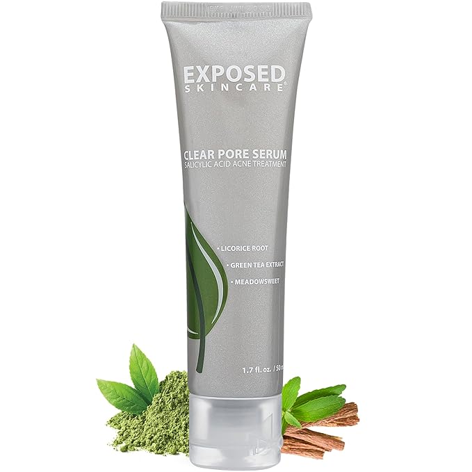 Exposed Skin Care Clear Pore Serum - Green Tea, Licorice Root, Salicylic Acid - Unisex Skin Serum for Oily, Sensitive Skin-GlimoraGlow