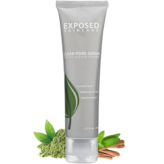 Exposed Skin Care Clear Pore Serum - Green Tea, Licorice Root, Salicylic Acid - Unisex Skin Serum for Oily, Sensitive Skin-GlimoraGlow