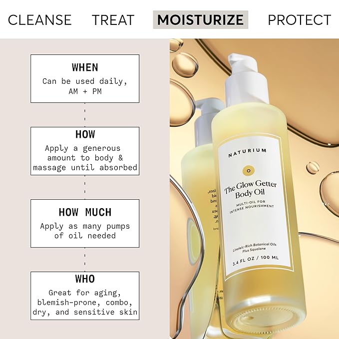 Naturium The Glow Getter Body Oil, Multi-Oil for Intense Nourishment, Hydrating & Moisturizing Formula, Vegan & Cruelty-Free, 3.4 oz-GlimoraGlow