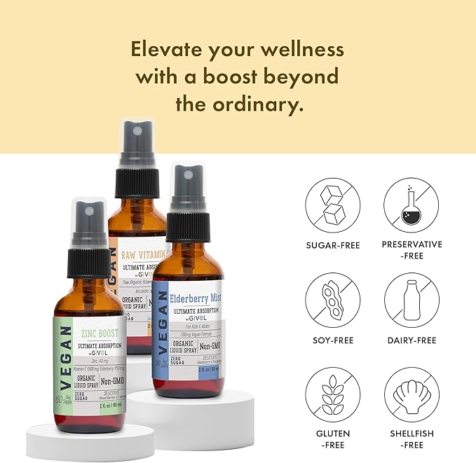 Immunity Pack Liquid Vitamins (Pack of 3) Sambucus Nigra Elderberry Mist, Zinc Boost Mist and Vitamin C Mist (Extra Strength) - Natural Immune System Support - Non-GMO Gluten-Free - 240 Days Supply-GlimoraGlow