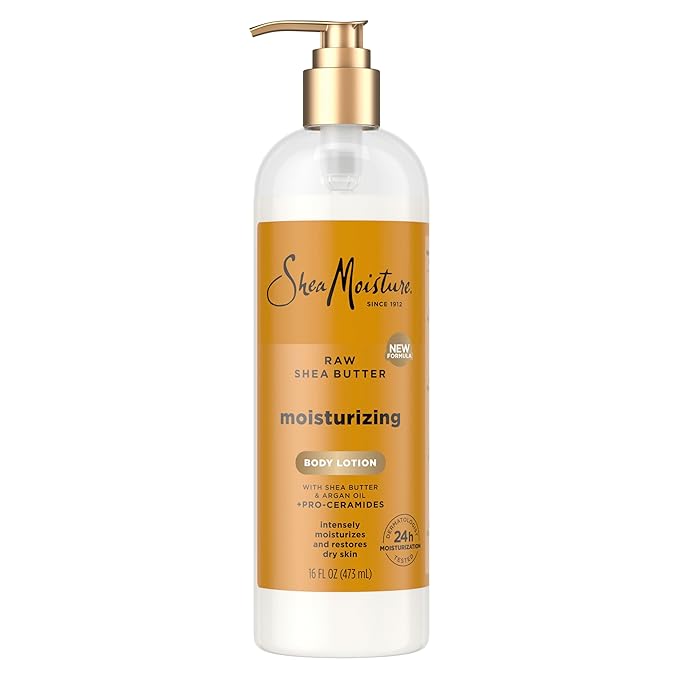 SheaMoisture Moisturizing Body Lotion with Raw Shea Butter, Argan Oil and Pro-Ceramides, Restoring Dry Skin, 24H Moisturizing 16 oz-GlimoraGlow