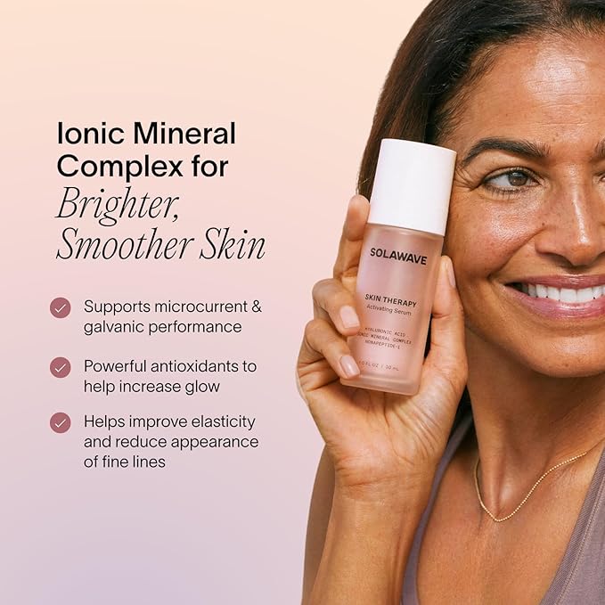 Solawave Wand Skin Therapy Activating Serum | Hyaluronic Acid and Peptides | Enhance Skincare Device Results | Hydrating Microcurrent Galvanic Current | Wrinkle Smoothing-GlimoraGlow