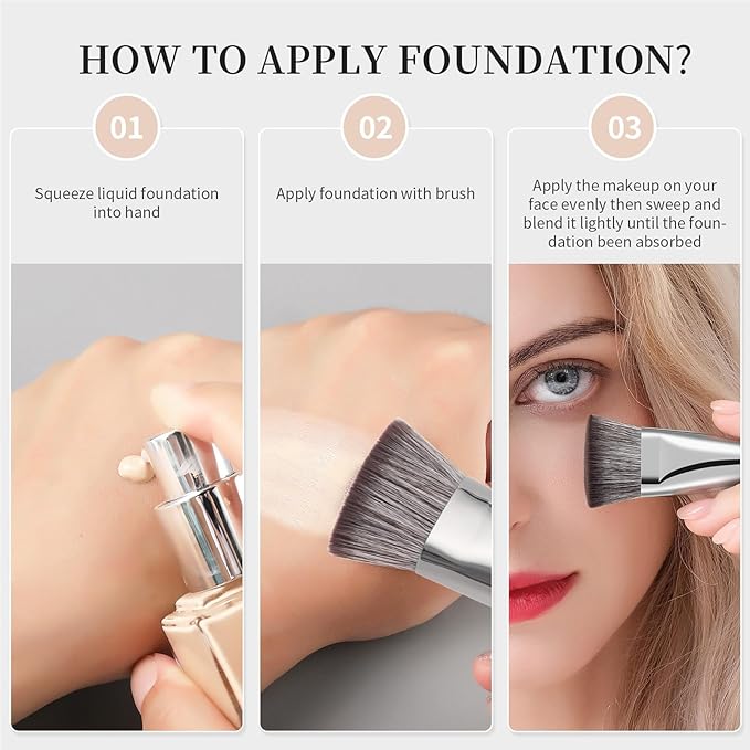 DUcare Foundation Brush Contour Bronzer Self Tanner Makeup Brushes for Liquid Makeup Flat Top Professional Buffing Blending Mineral Powder Face Brush, Black-GlimoraGlow