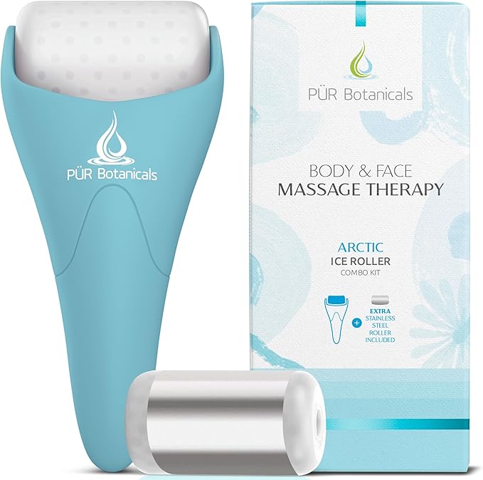 Arctic 2-in-1 Set Cryotherapy Ice Roller for Face Wrinkles Massager - Skin Care Tool for Puffiness - Cooling Ice Facial Eye Skin Roller - Reduce Puffiness and Relief Migraine Pain-GlimoraGlow