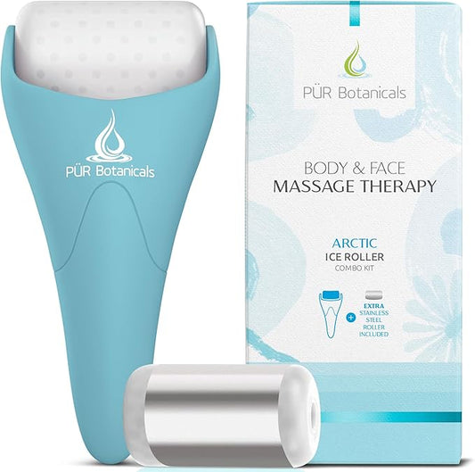 Arctic 2-in-1 Set Cryotherapy Ice Roller for Face Wrinkles Massager - Skin Care Tool for Puffiness - Cooling Ice Facial Eye Skin Roller - Reduce Puffiness and Relief Migraine Pain-GlimoraGlow