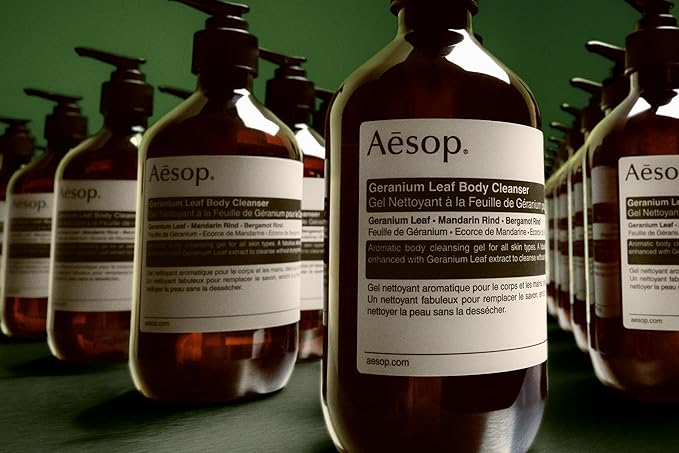 Aesop Geranium Leaf Body Cleanser | Non-drying Gentle Cleanser | Geranium Leaf, Mandarin Rind, Bergamot Rind | 16.9 oz / 500mL (Pack of 3)-GlimoraGlow