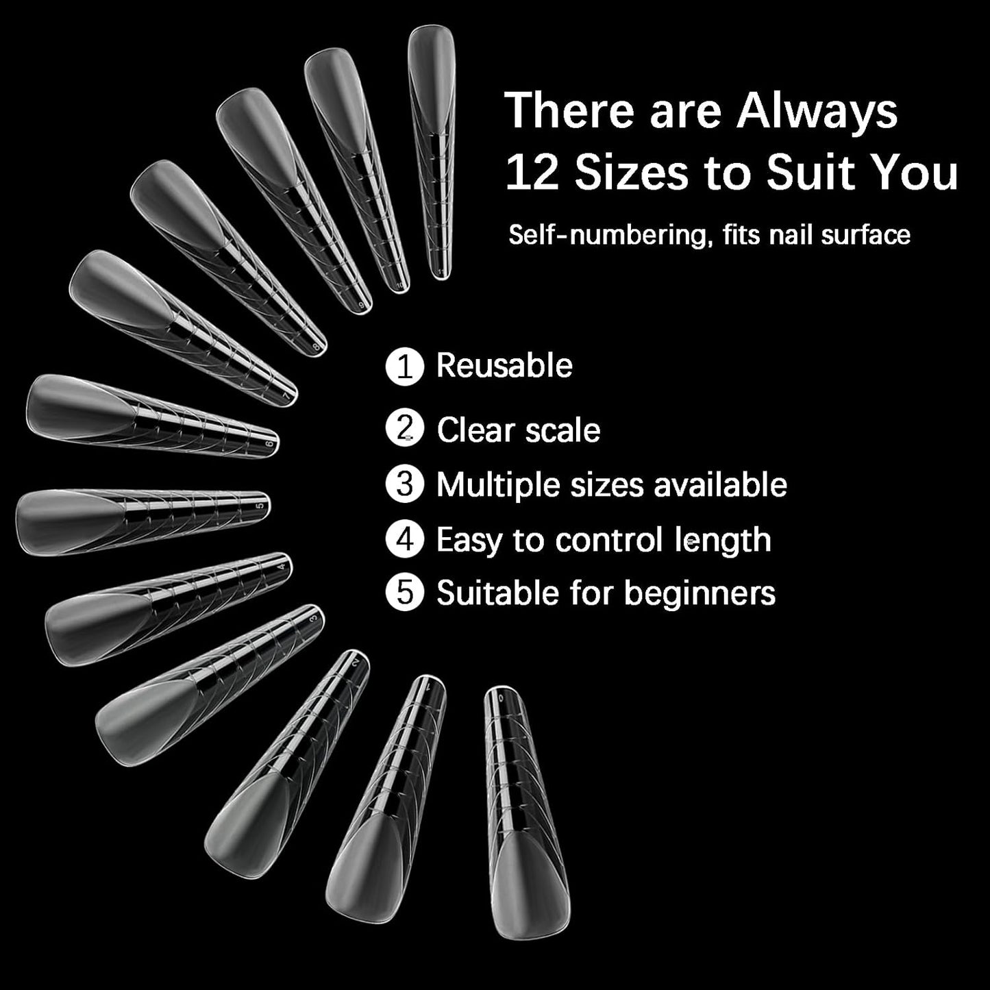 120 Pcs Dual Nail Forms 12 Sizes Half Matte Extension Poly Nail Gel Full Cover Nail Molds With Scale Builder Coffin Nail for Gel Manicure Nail Art Design Salon DIY at Home-GlimoraGlow