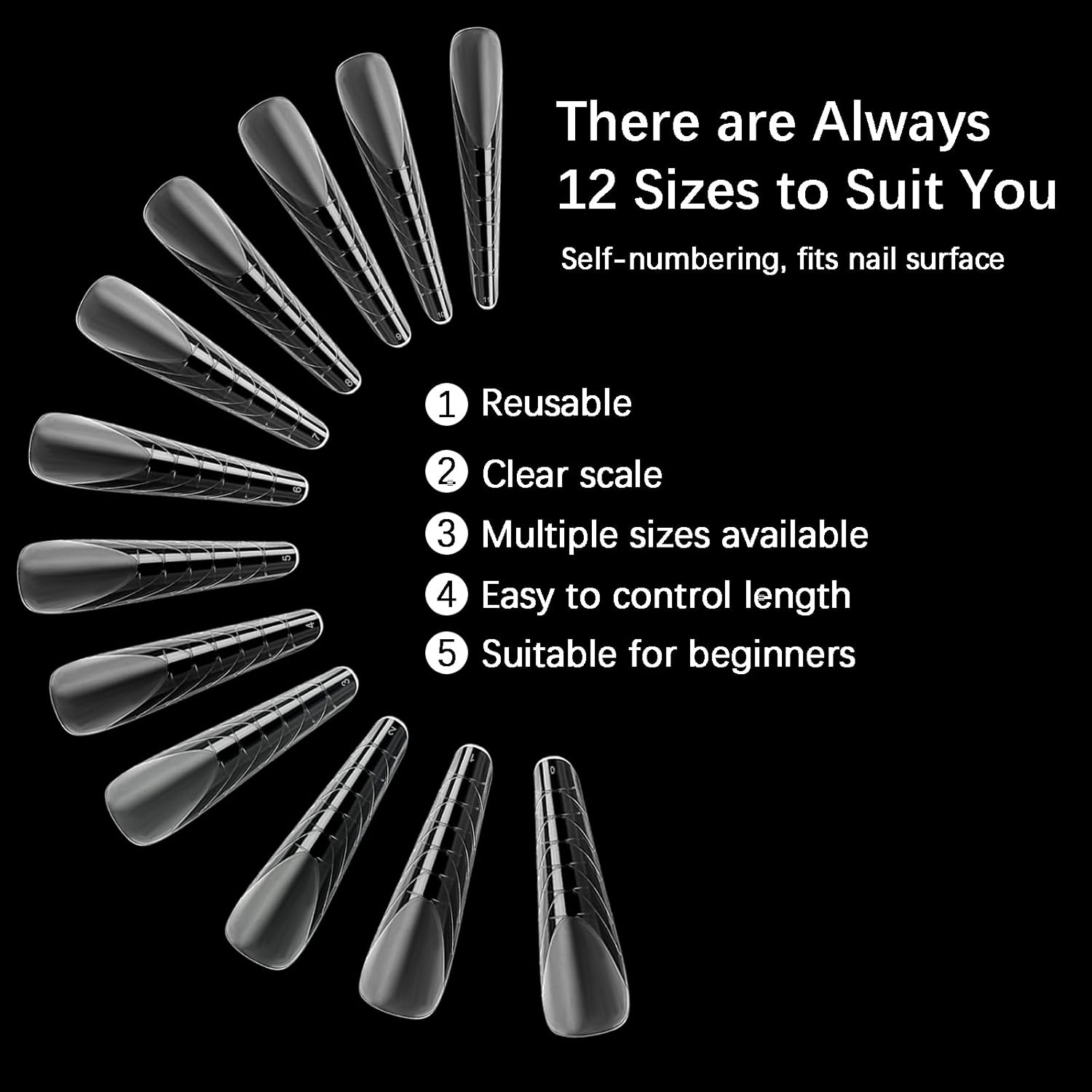 120 Pcs Dual Nail Forms 12 Sizes Half Matte Extension Poly Nail Gel Full Cover Nail Molds With Scale Builder Coffin Nail for Gel Manicure Nail Art Design Salon DIY at Home-GlimoraGlow