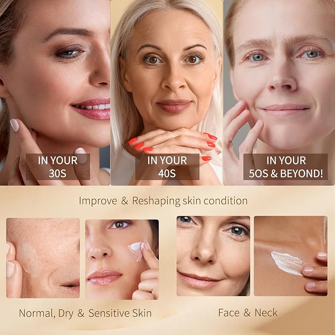 Tighten and Lift Neck Cream, Deep Hydration Neck Firming Cream with Retinol, Collagen & Honey Anti-Aging & Wrinkle Moisturizer for Face, Neck & Décolleté Women & Men 1.7 Fl Oz-GlimoraGlow