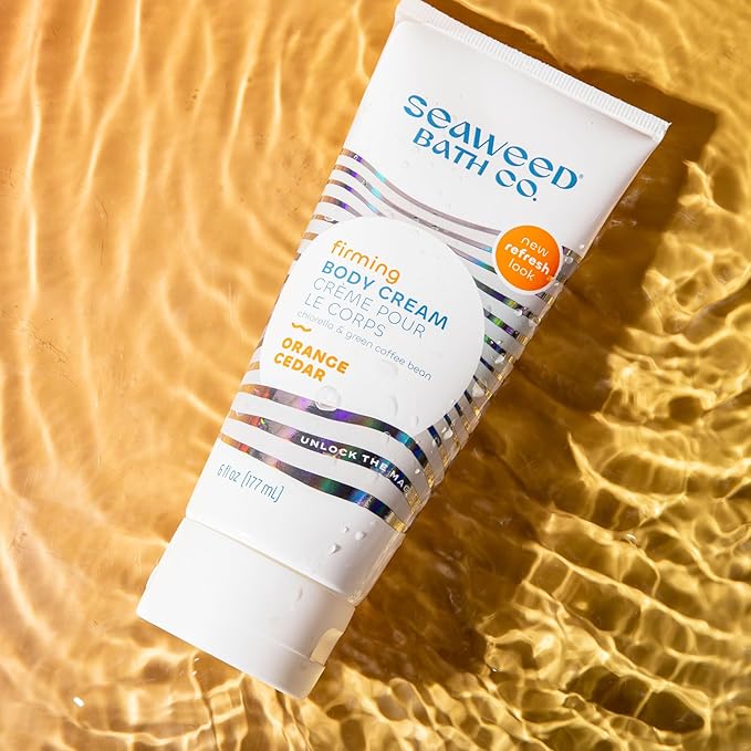 Seaweed Bath Co. Firming Body Cream, Orange Cedar Scent, 6 Ounce, Skin Toning Hand & Body Lotion Moisturizer for Dry Skin, with Sustainably Harvested Seaweed, Chlorella, Green Coffee Bean-GlimoraGlow