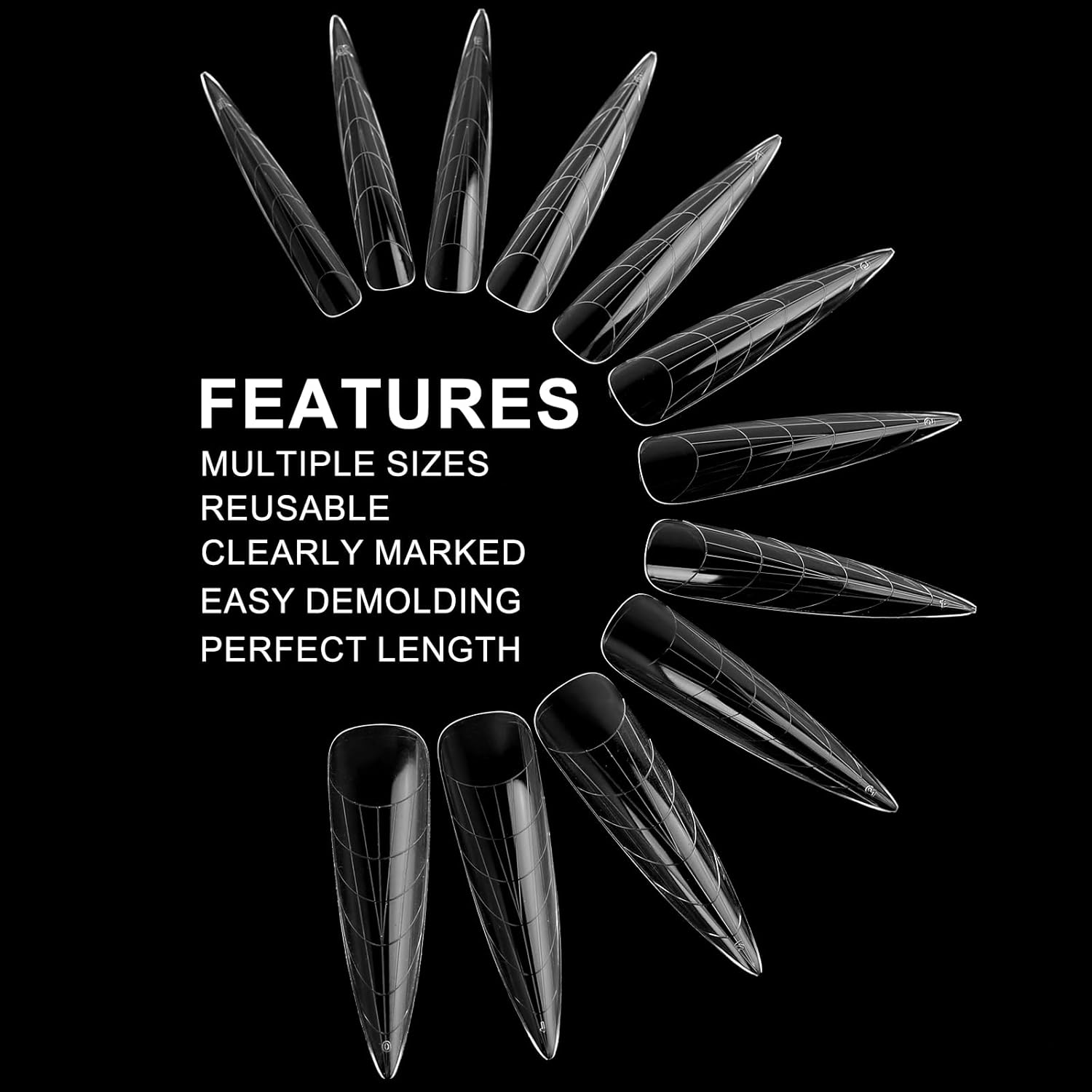 120Pcs Dual Nail Forms,Long Almond Extension Poly nail gel Nail Forms Full Cover Reusable Nail Molds 12 Sizes for Solid Nail Gel Glue Nail Art Design Salon&DIY(Extra Long Almond)-GlimoraGlow