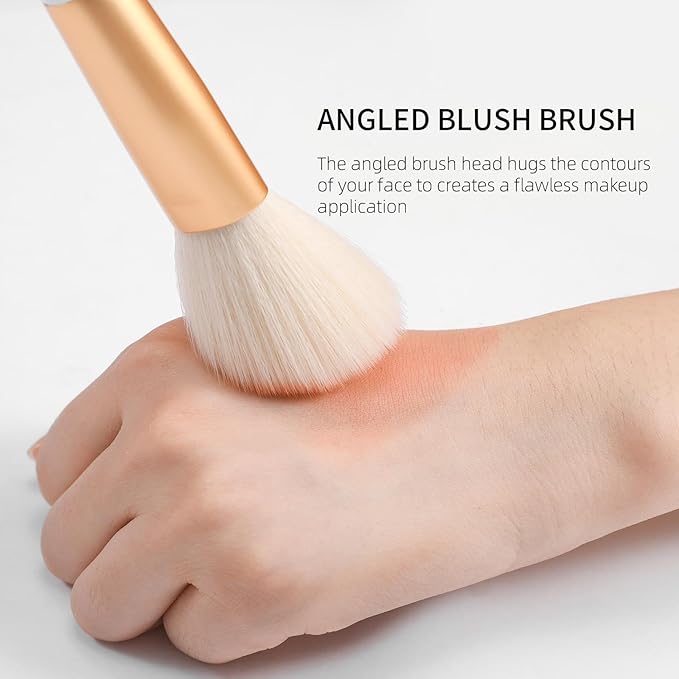 DUcare Angled Blush Brush, Fluffy Blush Brush for Cheeks, Multi-Purpose Face Makeup Brushes for Cream, Liquid Or Powder, Bronzers, Vegan & Cruelty-Free-GlimoraGlow