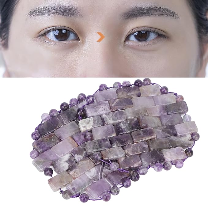 Jade Eye Mask, Amethyst Eye Pack Wrinkle Puff Elimination Dark Circles Fading Quartz Stone Eye Patch Jadestone Eye Massager Relieve Eye Fatigue-GlimoraGlow