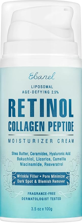 Ebanel Retinol Cream for Face 3.5 oz, Moisturizer with Collagen, Peptides, Ceramides, Hyaluronic Acid, Vitamin C & B5, Firming Anti Aging Face Cream for Wrinkles, Fine Lines, Dark Spots, Day & Night-GlimoraGlow