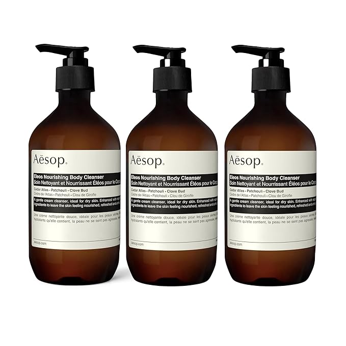 Aesop Eleos Nourishing Body Cleanser | Hydrating Ingredients For Refreshed, Soft Skin | Enriched With Emollients, Humectants, Purifying Botanicals | 500mL / 16.9oz (Pack of 3)-GlimoraGlow