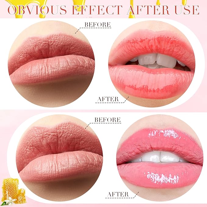 12 Pcs Bee Lip Balm Honey Pot with Brush Propolis Lip Mask Overnight, Moisturizing Hydrating Lip Sleeping Mask Prevention Dry and Cracked(Honey+Strawberry+Watermelon)-GlimoraGlow