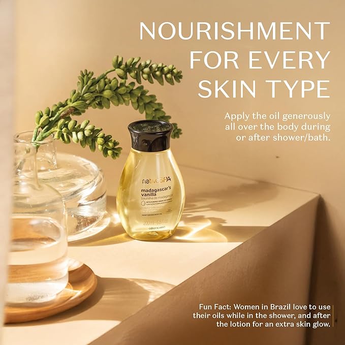 Nativa SPA by O Boticário, Madagascar Vanilla Body Oil, Soothing & Moisturizing, 6.8 Ounce-GlimoraGlow