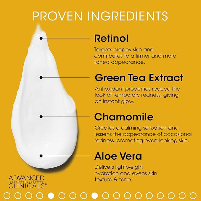 Advanced Clinicals Retinol Cream + Hyaluronic Acid Lotion Face & Body Skin Care. Anti Aging Dry Skin Rescue Creams Reduce Appearance Of Wrinkles, Fine Lines, & Sagging Skin, 16 Oz (Pack of 2)-GlimoraGlow