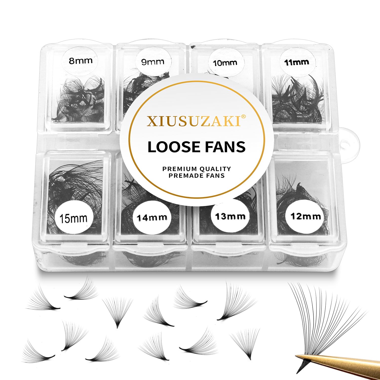 Premade Fans Eyelash Extensions 600 Fans 20D Premade Lash Fans Volume Lash Extensions 0.03 Thickness Eyelash Extension C Curl Mix 13-20mm Fluffy Soft Handmade Loose Fan(600Fans-20D-0.03-C,13-20mm)-GlimoraGlow
