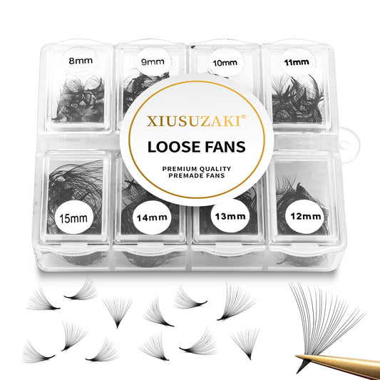 Premade Fans Eyelash Extensions 600 Fans 20D Premade Lash Fans Volume Lash Extensions 0.07 Thickness Eyelash Extension D Curl Mix 13-20mm Fluffy Soft Handmade Loose Fan(600Fans-20D-0.07-D,13-20mm)-GlimoraGlow