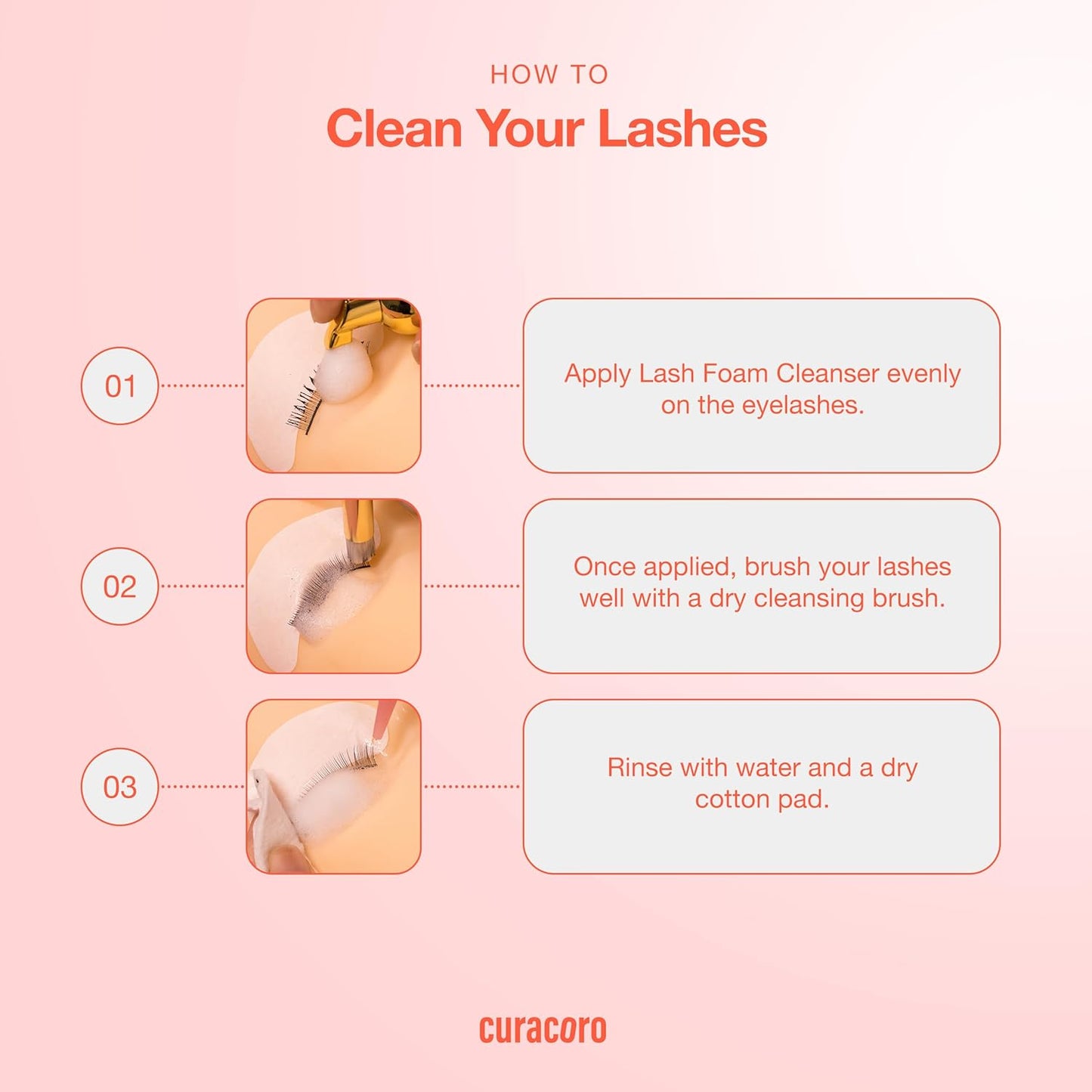 Curacoro 60ML Eyelash Extension Cleanser - Lash Shampoo for Lash Extensions, Eyelash Extension Foam Cleanser for Dry & Sensitive Skin, Gently Removes Waterproof Makeup for Professional & Home Use-GlimoraGlow