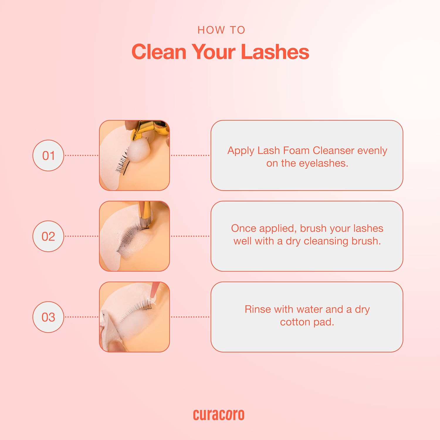 Curacoro 60ML Eyelash Extension Cleanser - Lash Shampoo for Lash Extensions, Eyelash Extension Foam Cleanser for Dry & Sensitive Skin, Gently Removes Waterproof Makeup for Professional & Home Use-GlimoraGlow