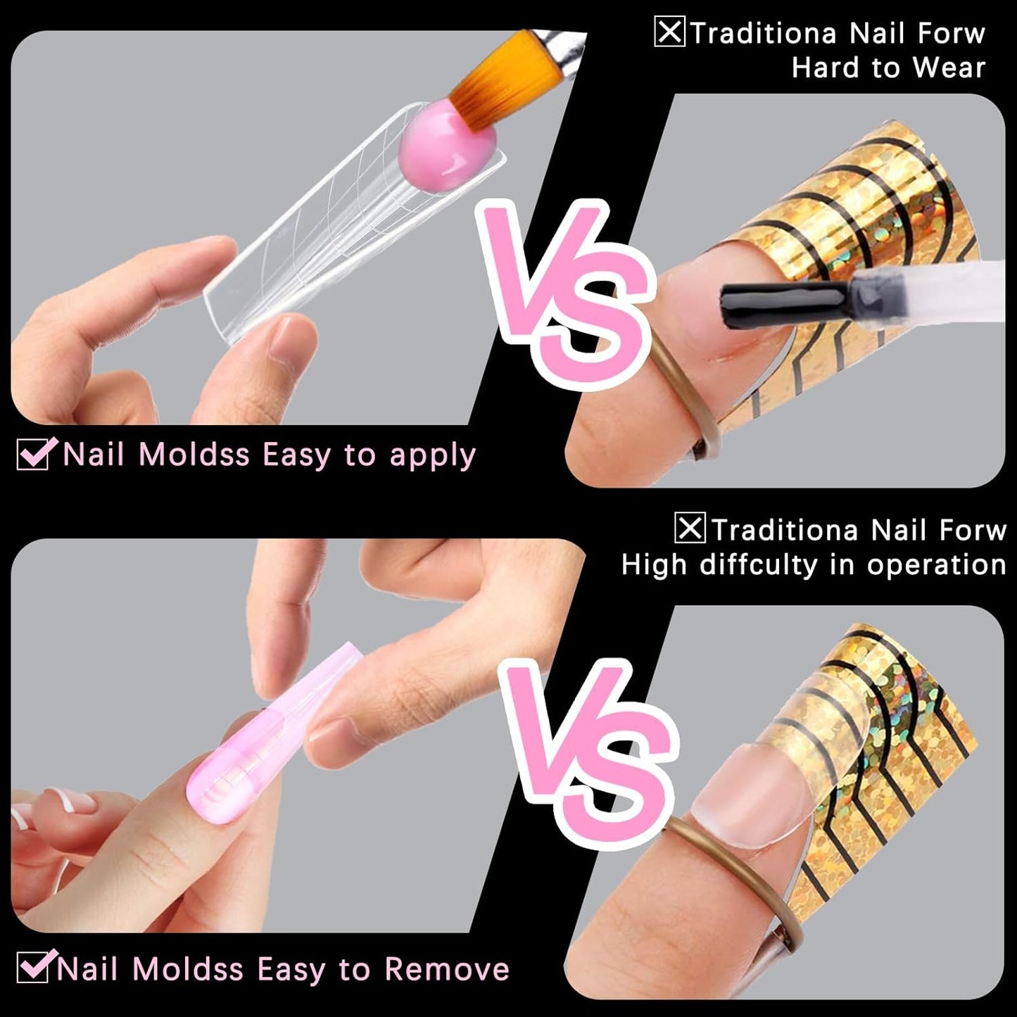 120 Pcs Poly Extension Gel Dual Nail Forms Nail Molds With Scale Builder Coffin Nail for Gel Manicure Nail Art Design Salon DIY at Home (Long Ferrari Dual Nail Forms Set)-GlimoraGlow