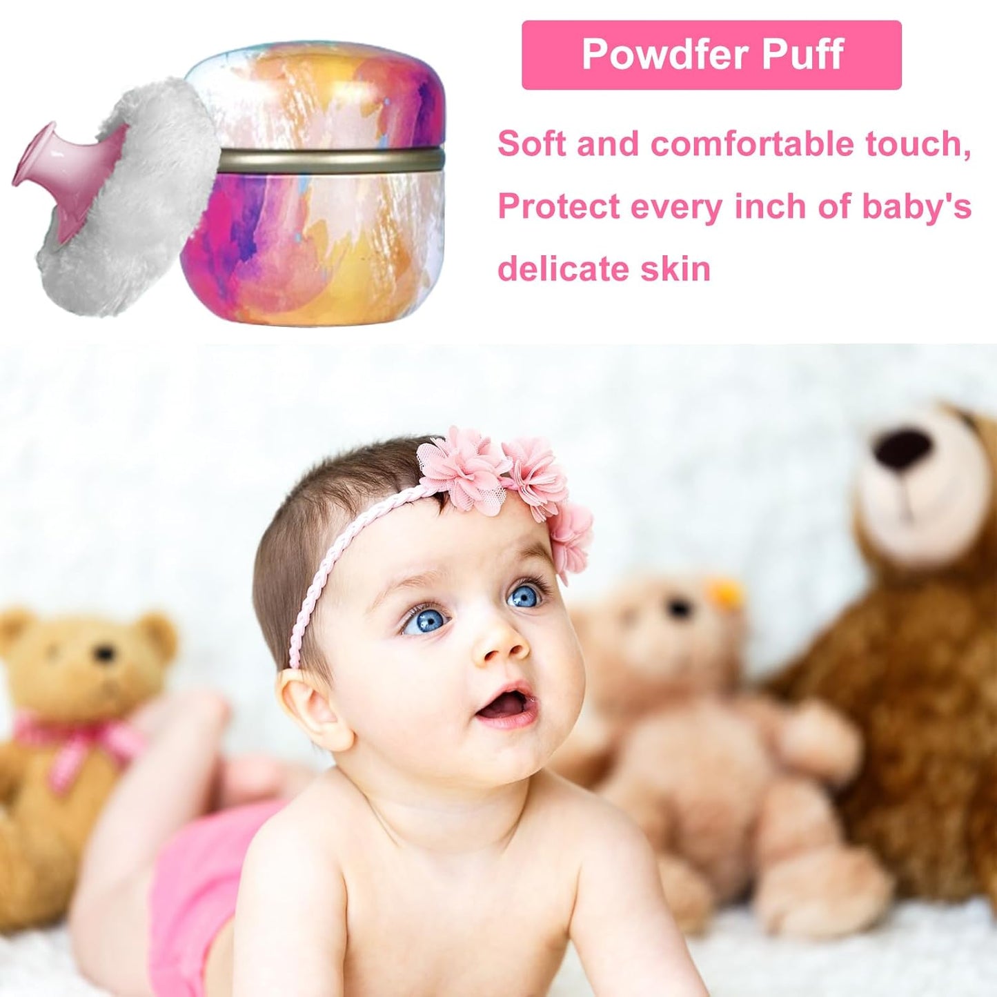 Body Powder Puff and Container for Dusting Powder, Women Powder Puff and Powder Case for Bath and Travel (Abstractionism)-GlimoraGlow