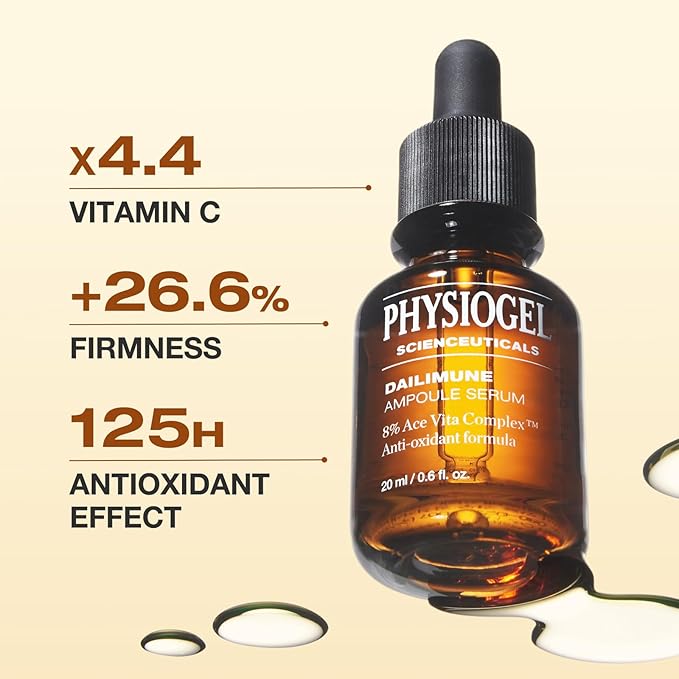 Physiogel Ampoule Vitamin C Face Serum, Strengthens Skin Barrier Antioxidant, Korean skin care, Moisturizing, Brightening, Soothing & Hydrating Serum Vitamin E & B5 Skincare Face Essence.-GlimoraGlow
