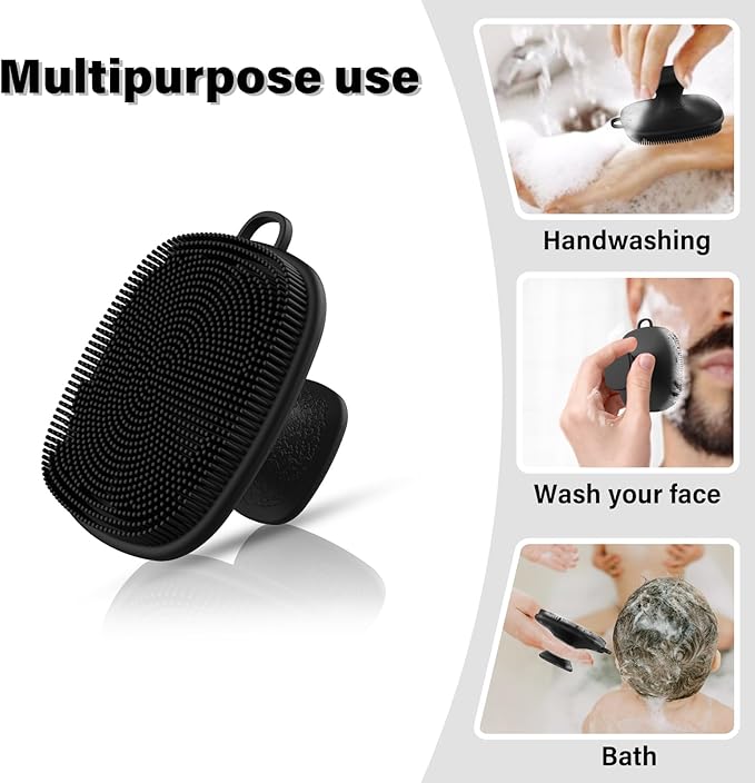 2 Pack Face Scrubber,Silicone Facial Cleansing Brush for Men & Women,Reusable Gentle Facial Waterproof Cleansing Skin Brush Exfoliating Scrubber for Sensitive Skin (Black/Pink)-GlimoraGlow