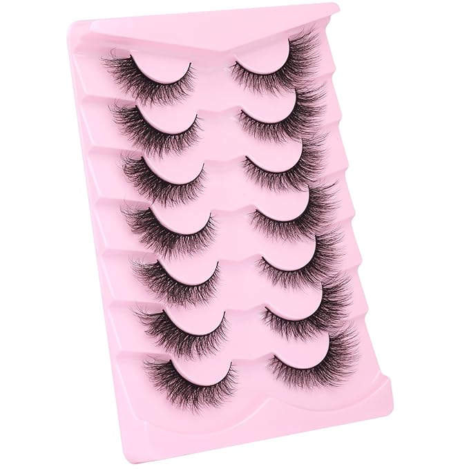 False Lashes Natural Look Faux Mink Eyelashes Wispy Fox Eye Lashes That Look Like Extensions 3D Mink Lashes Natural Strip Lashes Pack 7 Pairs-GlimoraGlow