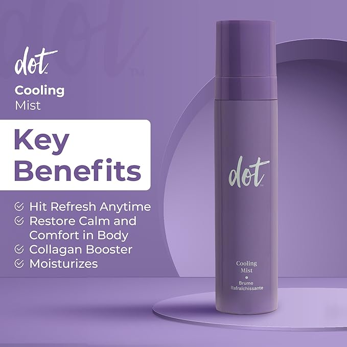 dot Cooling Facial Mist With Vitamin C, Plant-Based Antioxidants & Skin Revitalizing Feminage - Face Mist that Moistures, Rejuvenates & Clarifies – For All Skin Types – Menopause Skincare - 3.4 oz-GlimoraGlow