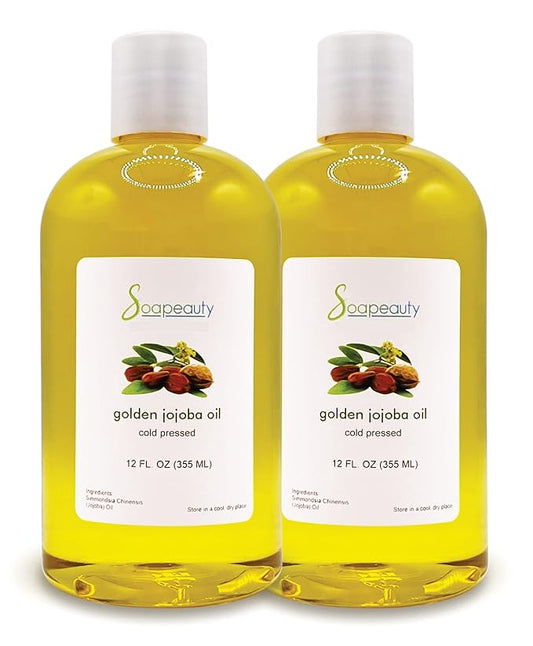 Soapeauty Golden Jojoba Oil | 100% Pure & Natural | Unrefined, Cold Pressed, Hexane Free | Moisturizing Oil for Skin, Face, Hair & Nails | 24 fl oz (2 * 12 fl oz)-GlimoraGlow