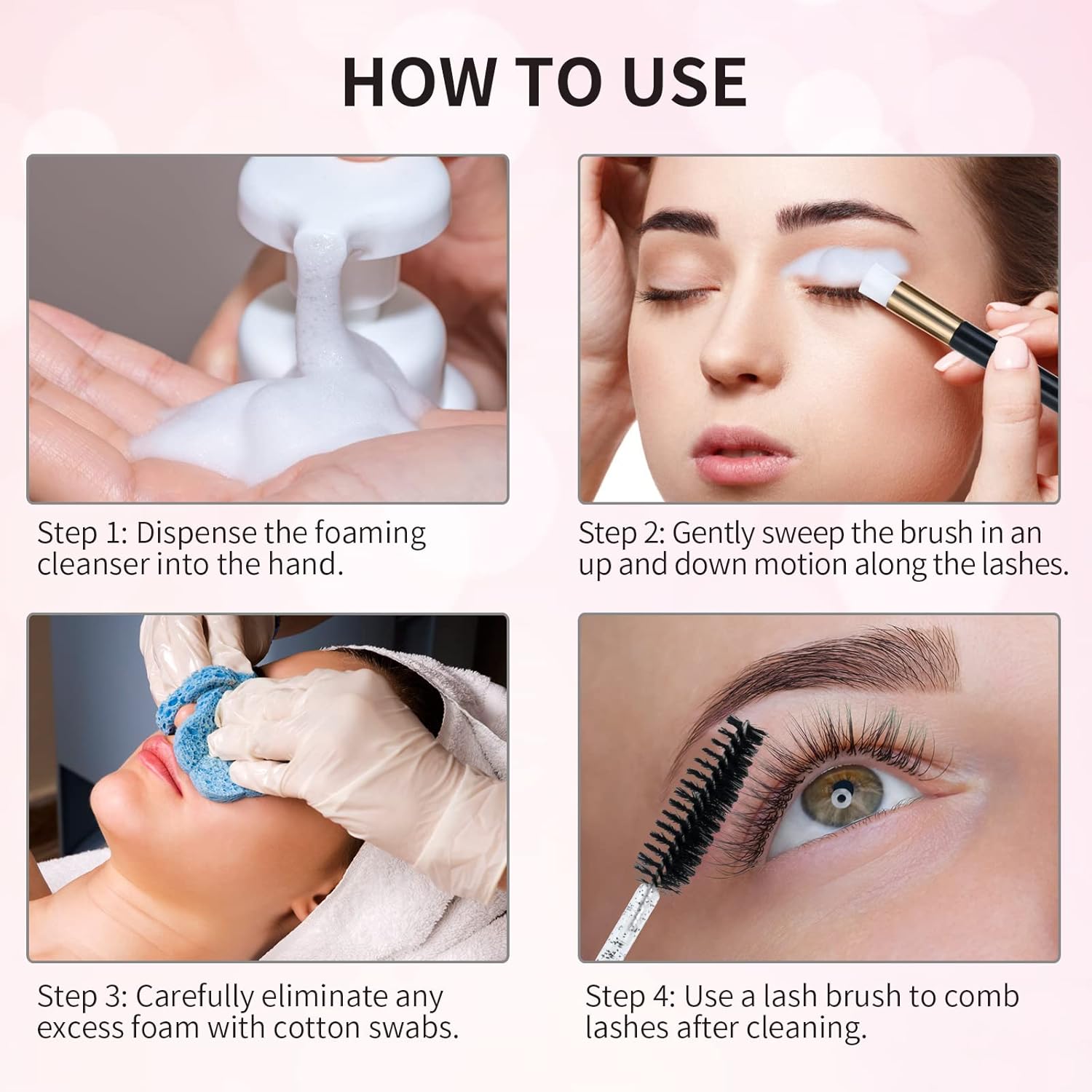 50 Pcs Lash Shampoo Bottle Brushes Set 10 Empty Foam Pump Dispensers 10 Label Stickers 10 Mascara Wands and Tubes 10 Cleansing Brush 10 Bag for Eyelash Extensions Aftercare(Black)-GlimoraGlow