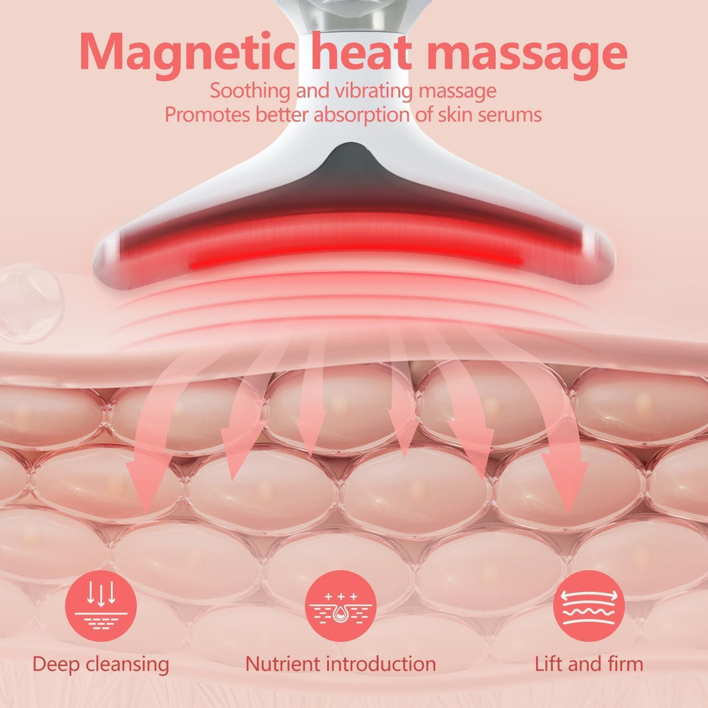 2025 New Face and Neck Massager Tool, 7 Colors LED Womens Skin Care Facial Massager for Skin Rejuvenation, Lifting, Toning, Glow Boost-White-GlimoraGlow