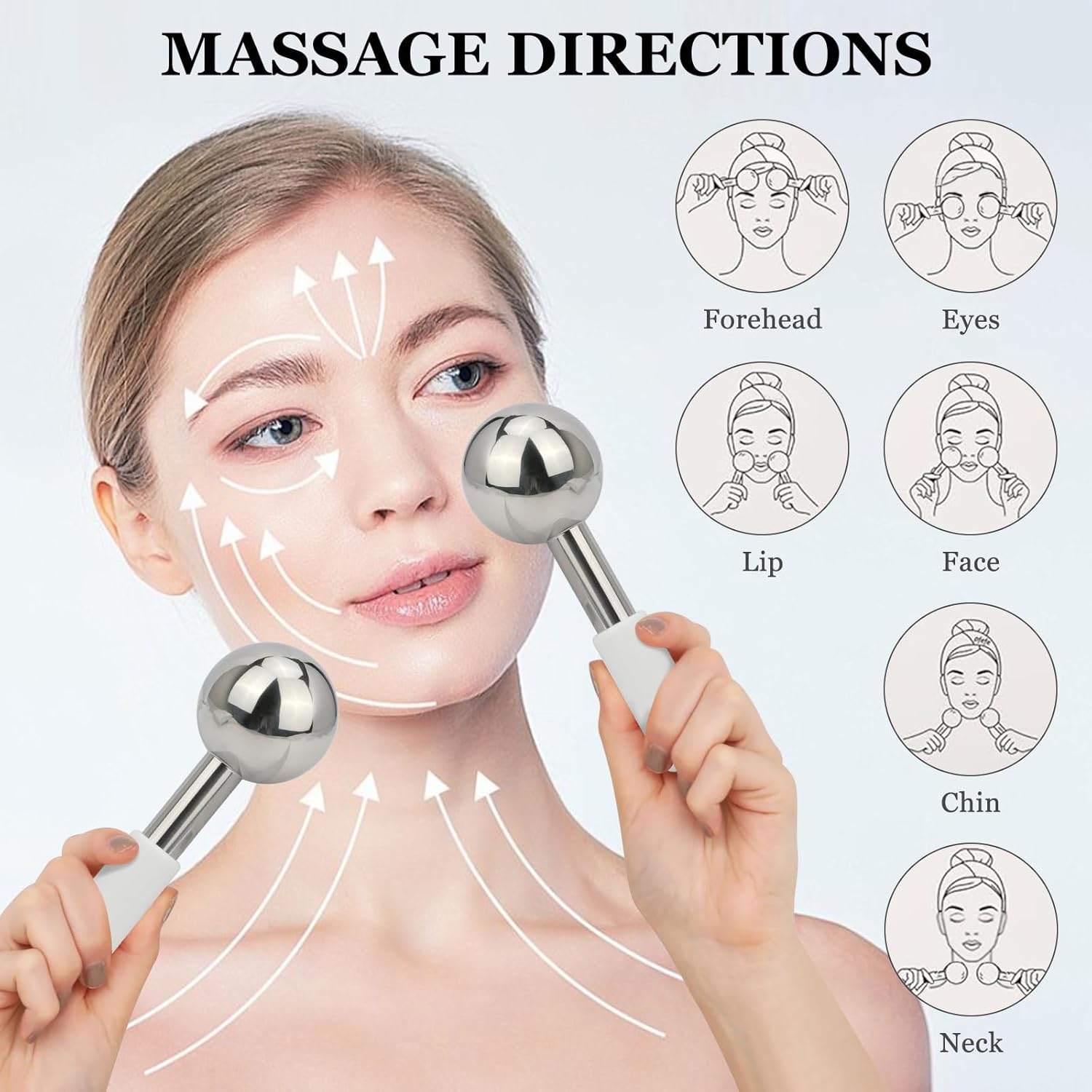 Ice Globes for Face & Eyes - Unbreakless Stainless Steel Cryo Sticks Facial Massage Tools Cold Therapy Cooling Globes to Reduce Puffiness, Wrinkles, Dark Circles Spa & Esthetician Supplies-GlimoraGlow