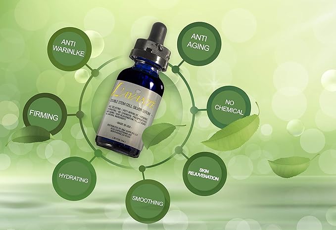 Double Stem Cell Silver Serum - Anti-aging, Anti-wrinkle and Skin Rejuvenation Treatment for Face and Neck, Scar and Acne Treatment, Moisturizer, Skin Hydration-GlimoraGlow