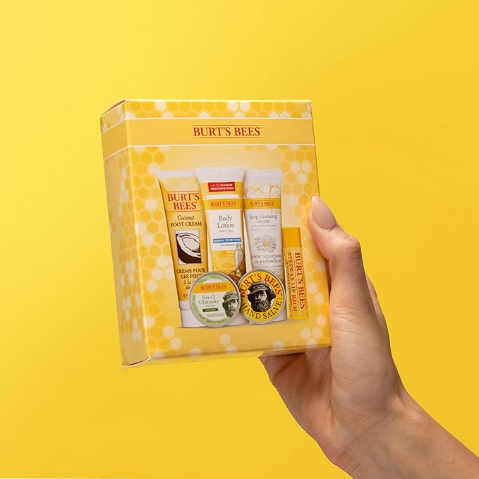 Burt's Bees Back to School Gifts Ideas, 6 College Dorm Products, Timeless Minis Set – Beeswax Lip Balm, Coconut Foot Cream, Milk & Honey Body Lotion, Deep Cleansing Cream, Res-Q Ointment & Hand Salve-GlimoraGlow