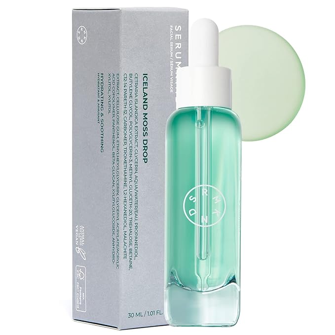 SERUMKIND Iceland Moss Serum - Soothing and Moisturizing Korean Face Serum 1.01 fl.oz. – Malachite, and Beta Glucan – Moisturize Flaky Skin - Vegan, Cruelty-Free, Unscented-GlimoraGlow