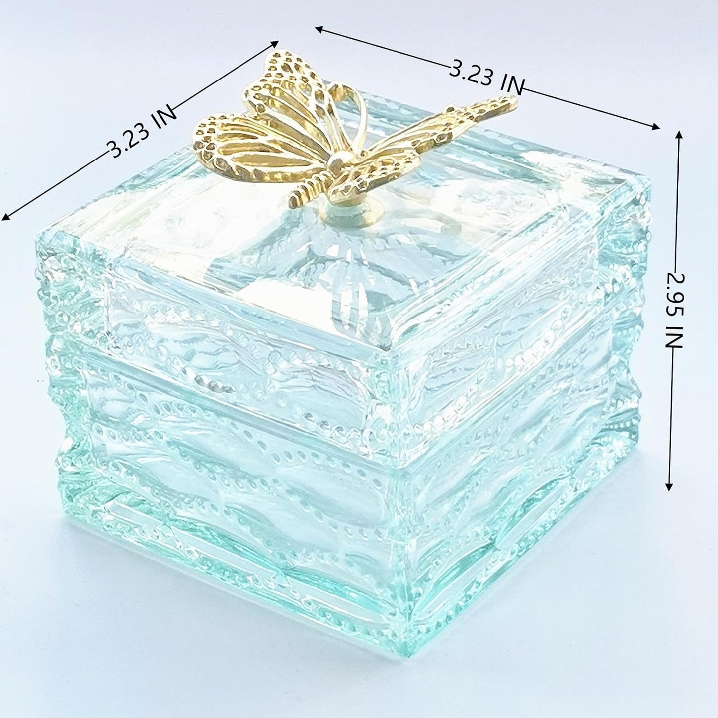 Body Powder Puff and Container - Glass Dusting Powder Container with Soft Puffs Vintage Powder Puff Case for Women & Girls (3.23x3.23x2.95 H IN) - GRB016-Light Green-GlimoraGlow